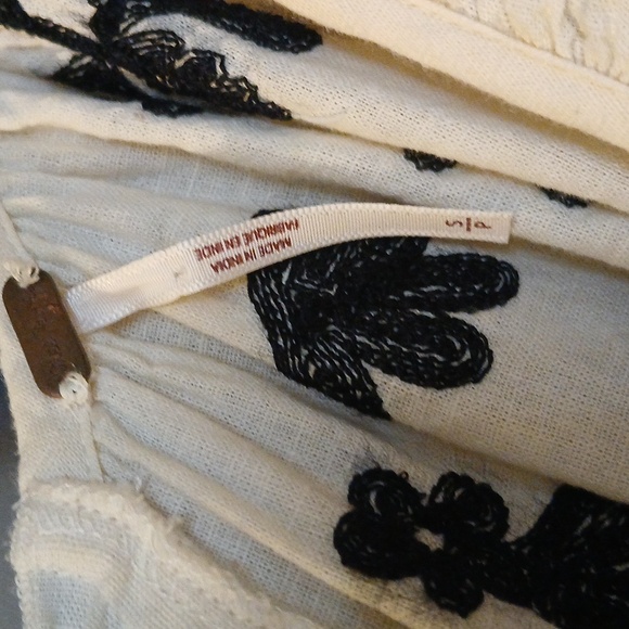 Free People Cream Dress with Black Floral Embroidery and Pockets, P2P 18 - Picture 2 of 9